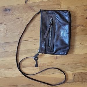 Classic  brown leather 90s y2k style Fossil Brand Brown Crossbody